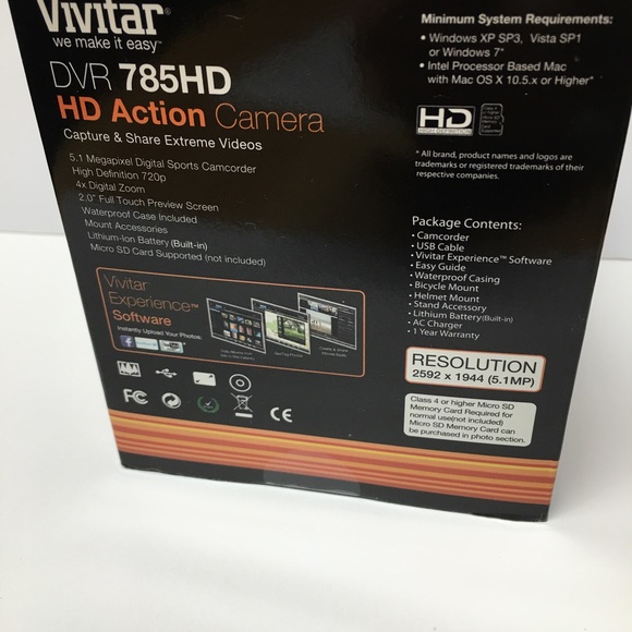 VIVITAR HD ACTION CAMERA DVR 785 HD NEW - SEALED - Picture 6 of 8